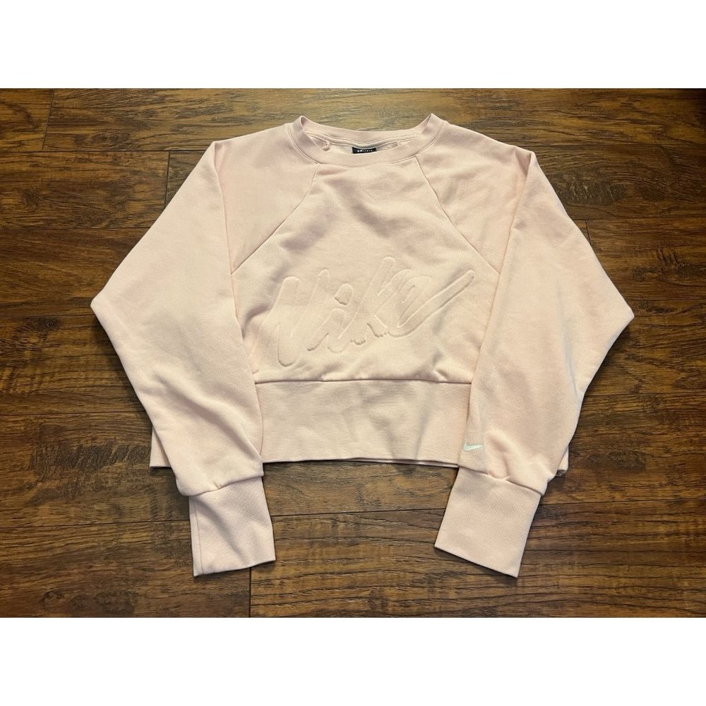 Nike Embossed Small Light Pink Dropped Sweatshirt Crewneck Dri-Fit